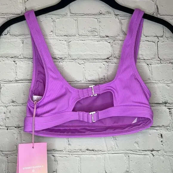 Stoney Clover Purple Women’s Bikini Top, Size xxs, Ribbed Swim Top,‎ new - Picture 3 of 5